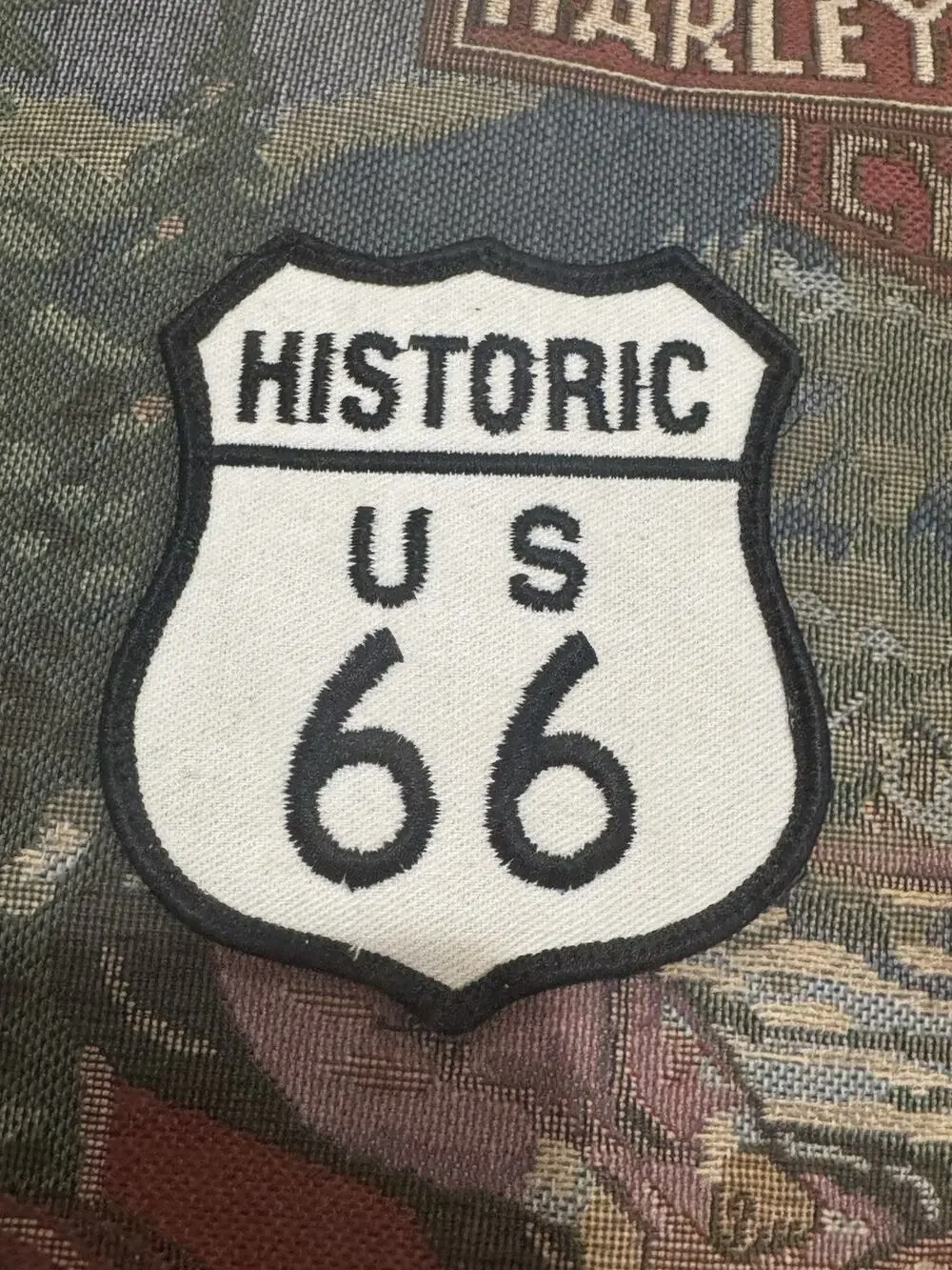 Historic US Route 66 Patch Black White Highway Sign Biker Souvenir 3” New
